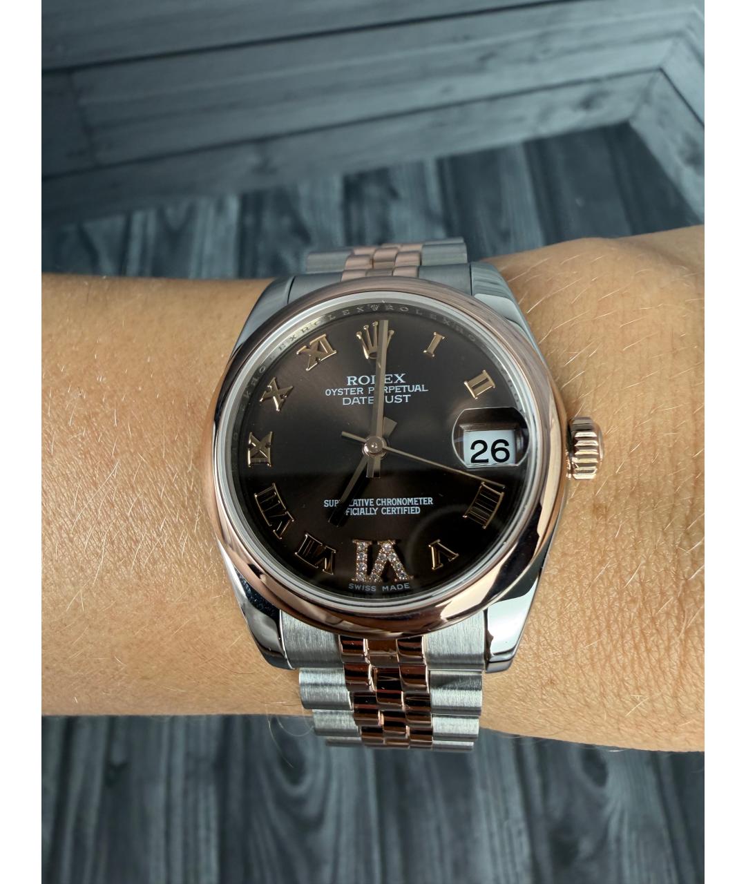 ROLEX Коричневые часы из розового золота, фото 2