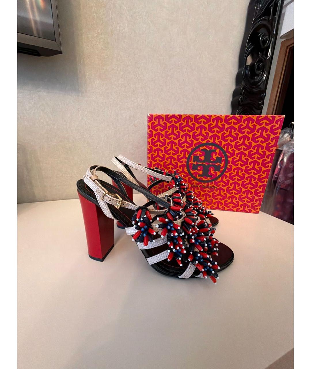 TORY BURCH Мульти кожаные босоножки, фото 6