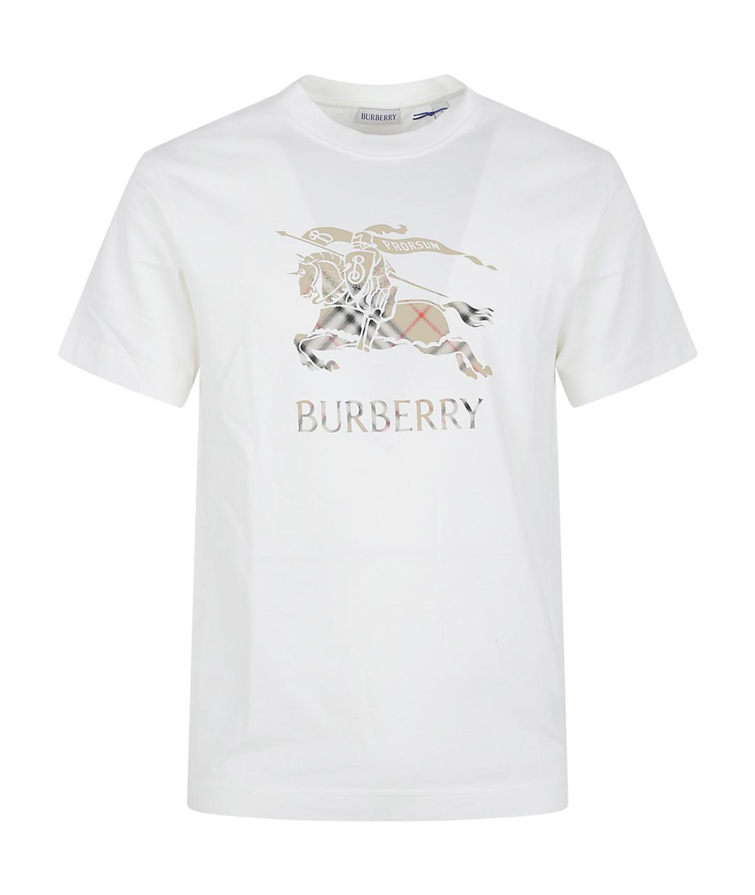 BURBERRY Белая хлопковая футболка, фото 1