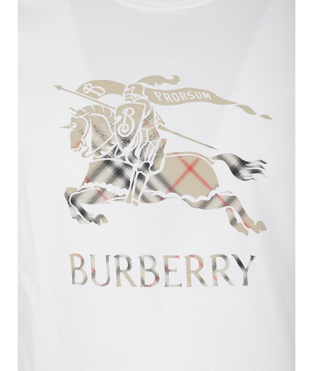 BURBERRY Белая хлопковая футболка, фото 2