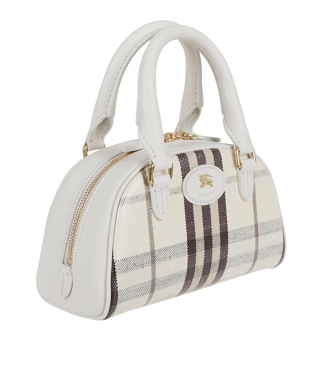 BURBERRY Белая тканевая сумка тоут, фото 3