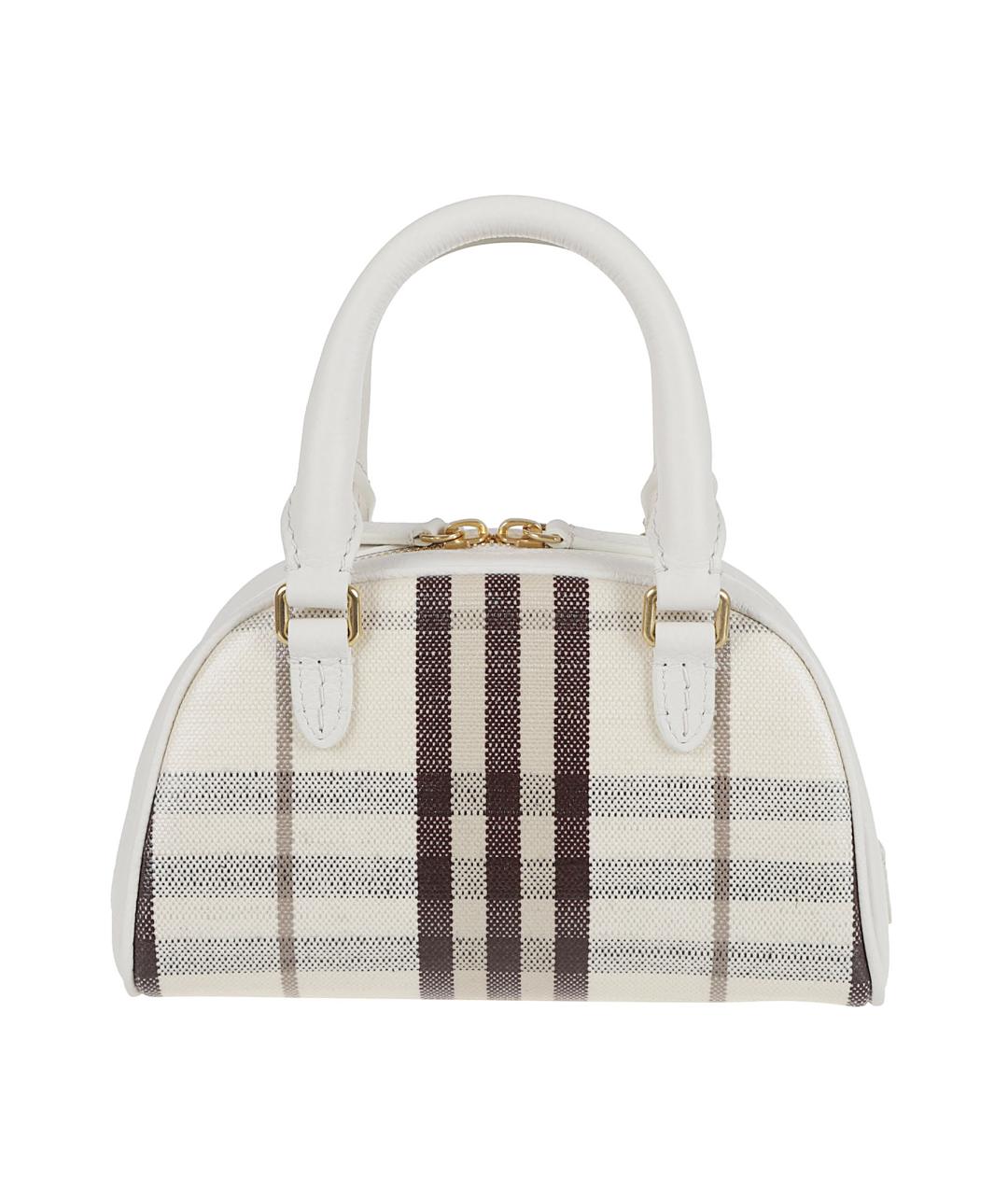 BURBERRY Белая тканевая сумка тоут, фото 2