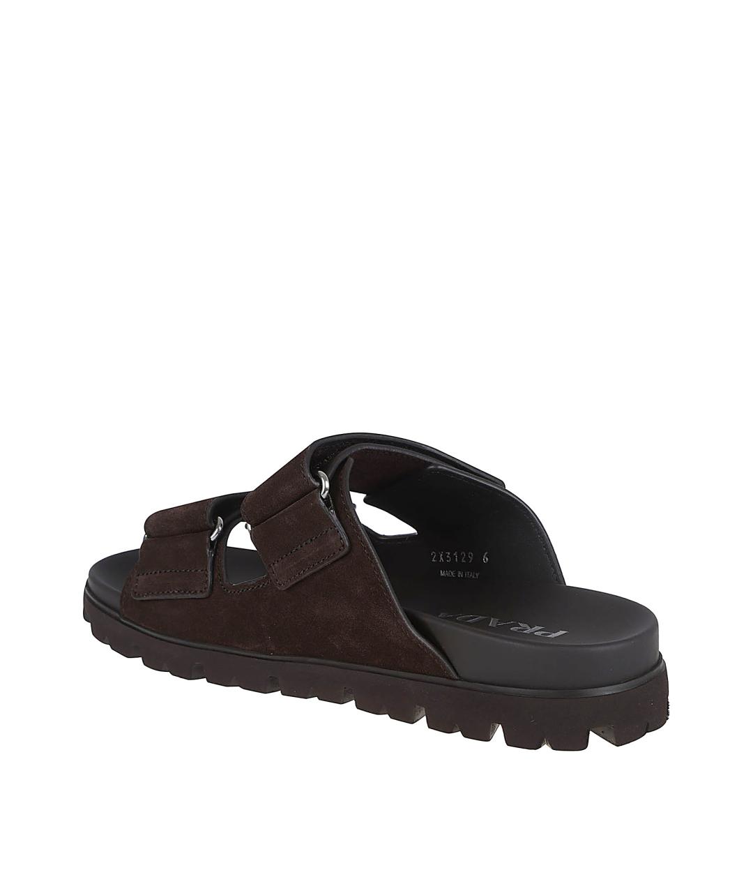 PRADA Коричневые кожаные шлепанцы, фото 3