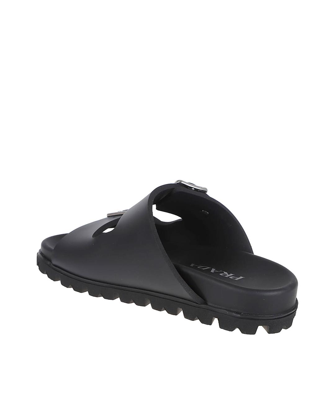 PRADA Черные резиновые шлепанцы, фото 3