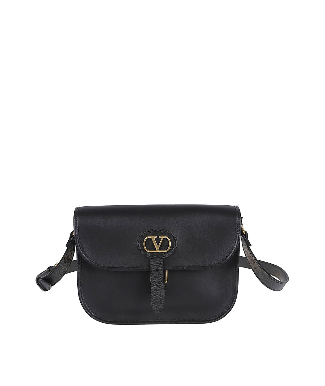 VALENTINO Черная кожаная сумка на плечо, фото 1