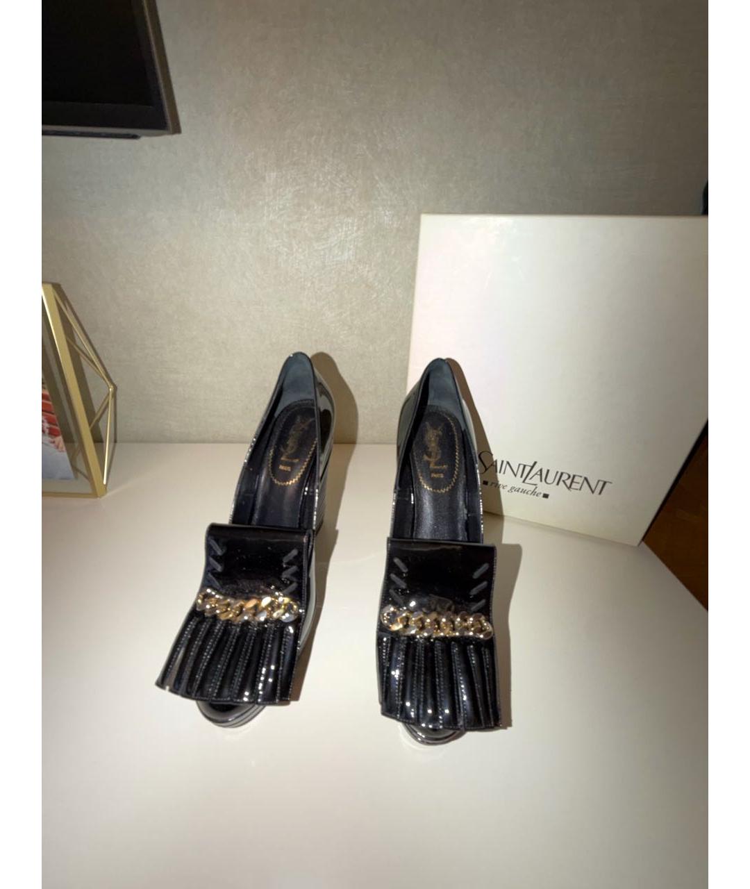 SAINT LAURENT Черные туфли из лакированной кожи, фото 2