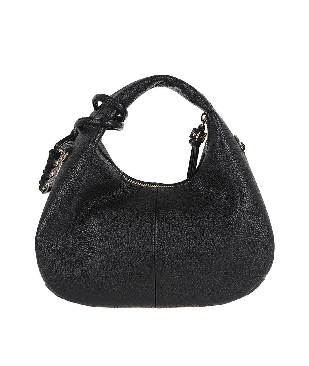 GANNI Черная сумка с короткими ручками из искусственной кожи, фото 2