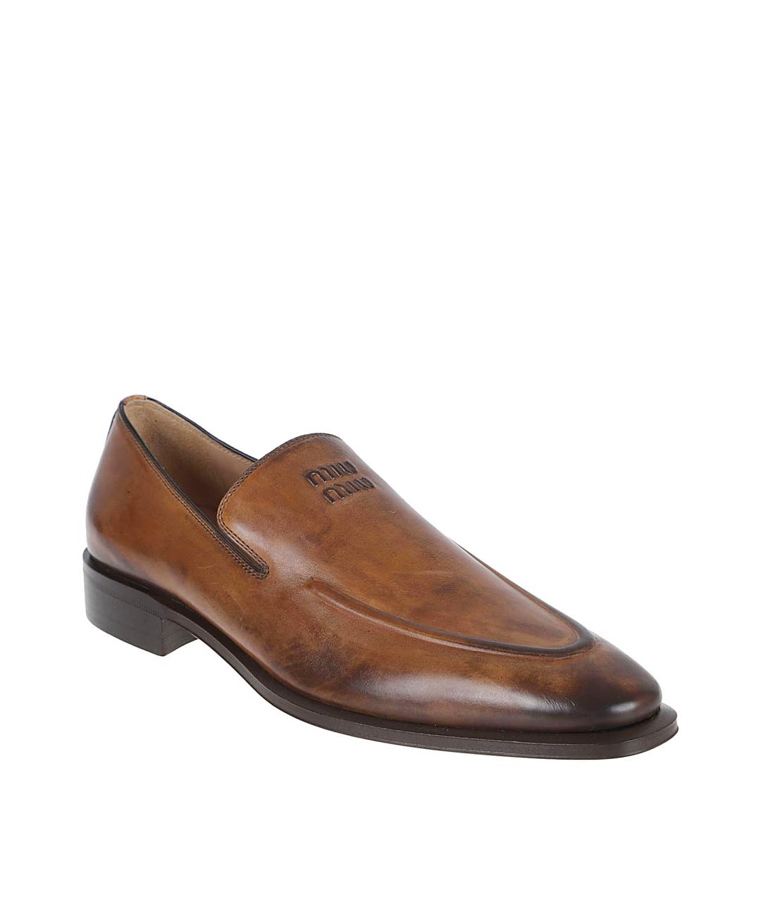 MIU MIU Коричневые кожаные лоферы, фото 2