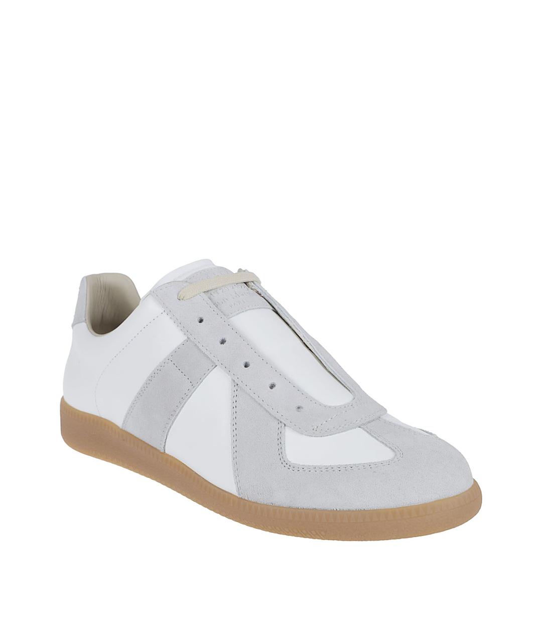 MAISON MARGIELA Белые кожаные низкие кроссовки / кеды, фото 2