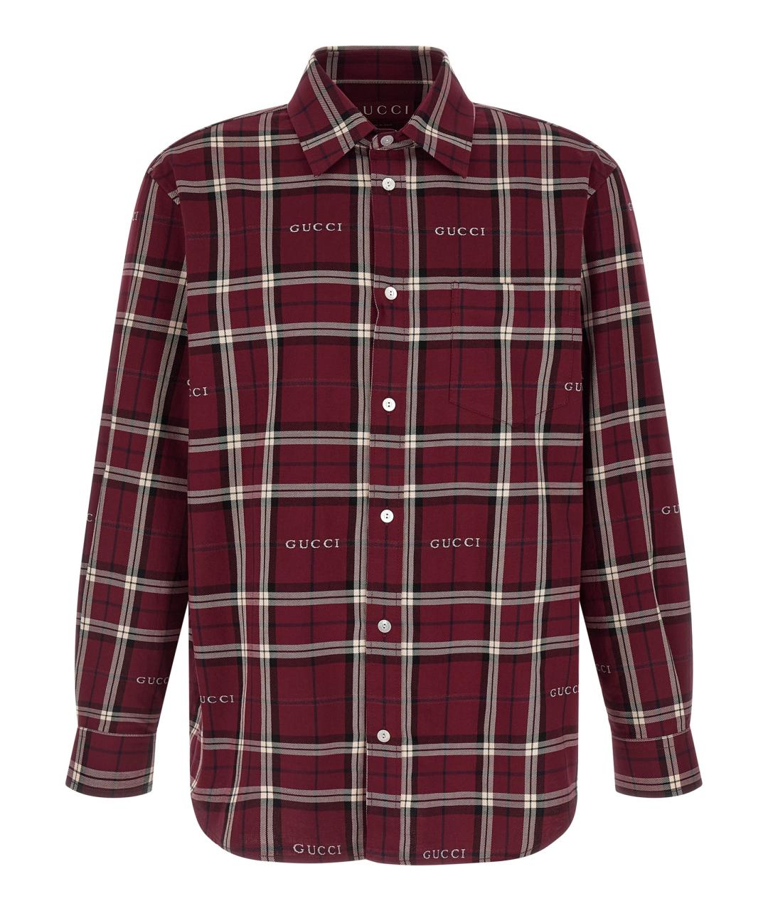 GUCCI Бордовая хлопковая кэжуал рубашка, фото 1