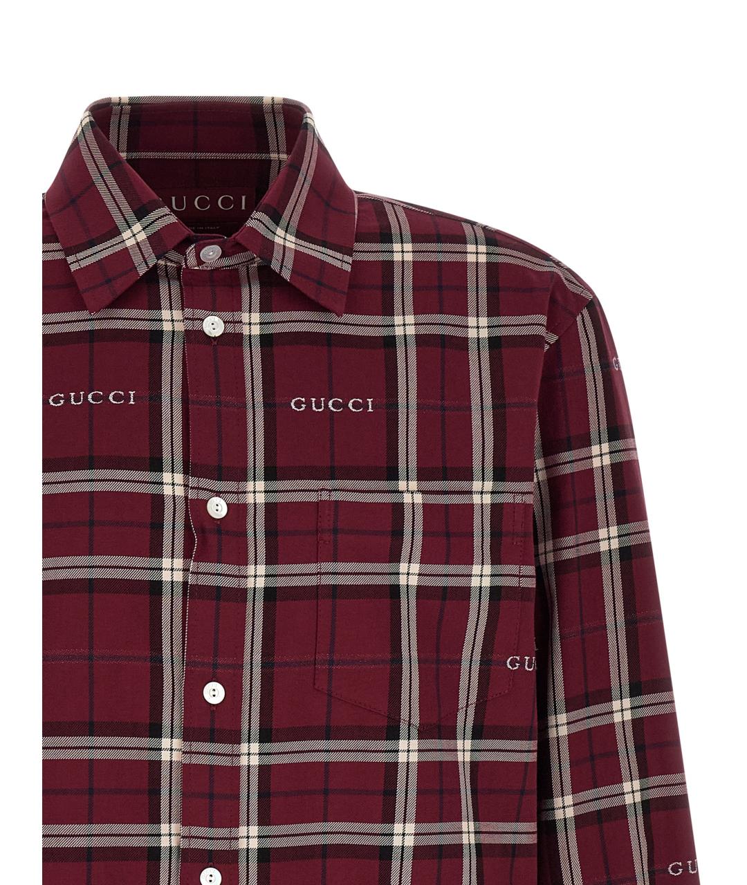 GUCCI Бордовая хлопковая кэжуал рубашка, фото 3