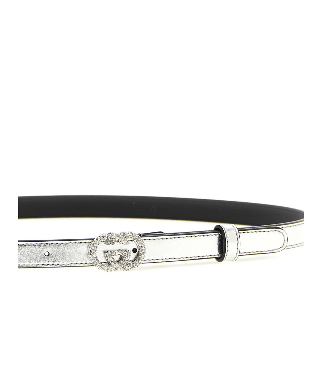 GUCCI Серебрянный кожаный ремень, фото 3