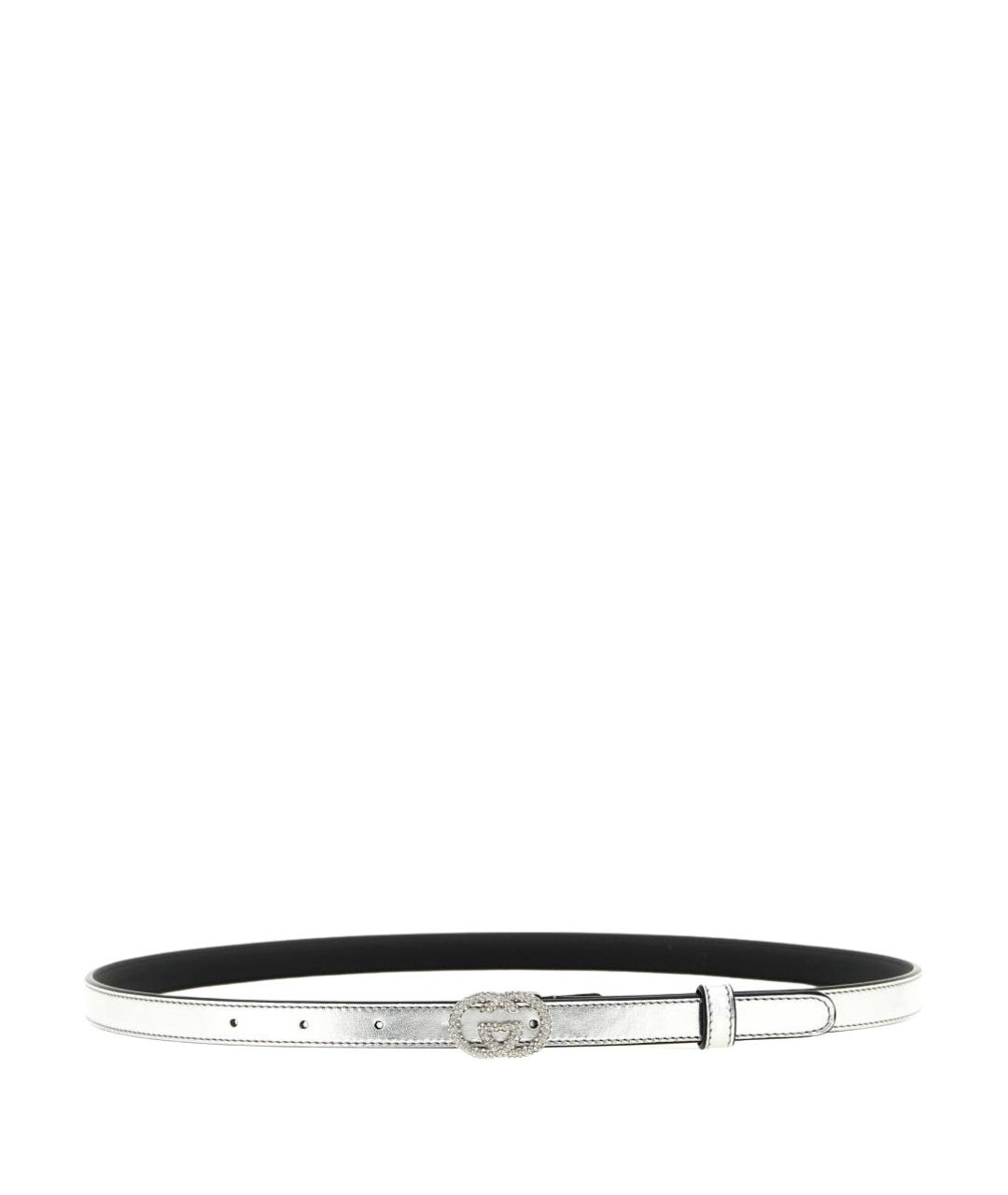 GUCCI Серебрянный кожаный ремень, фото 1