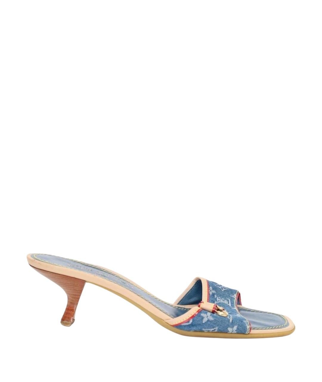 LOUIS VUITTON Синие текстильные мюли, фото 1