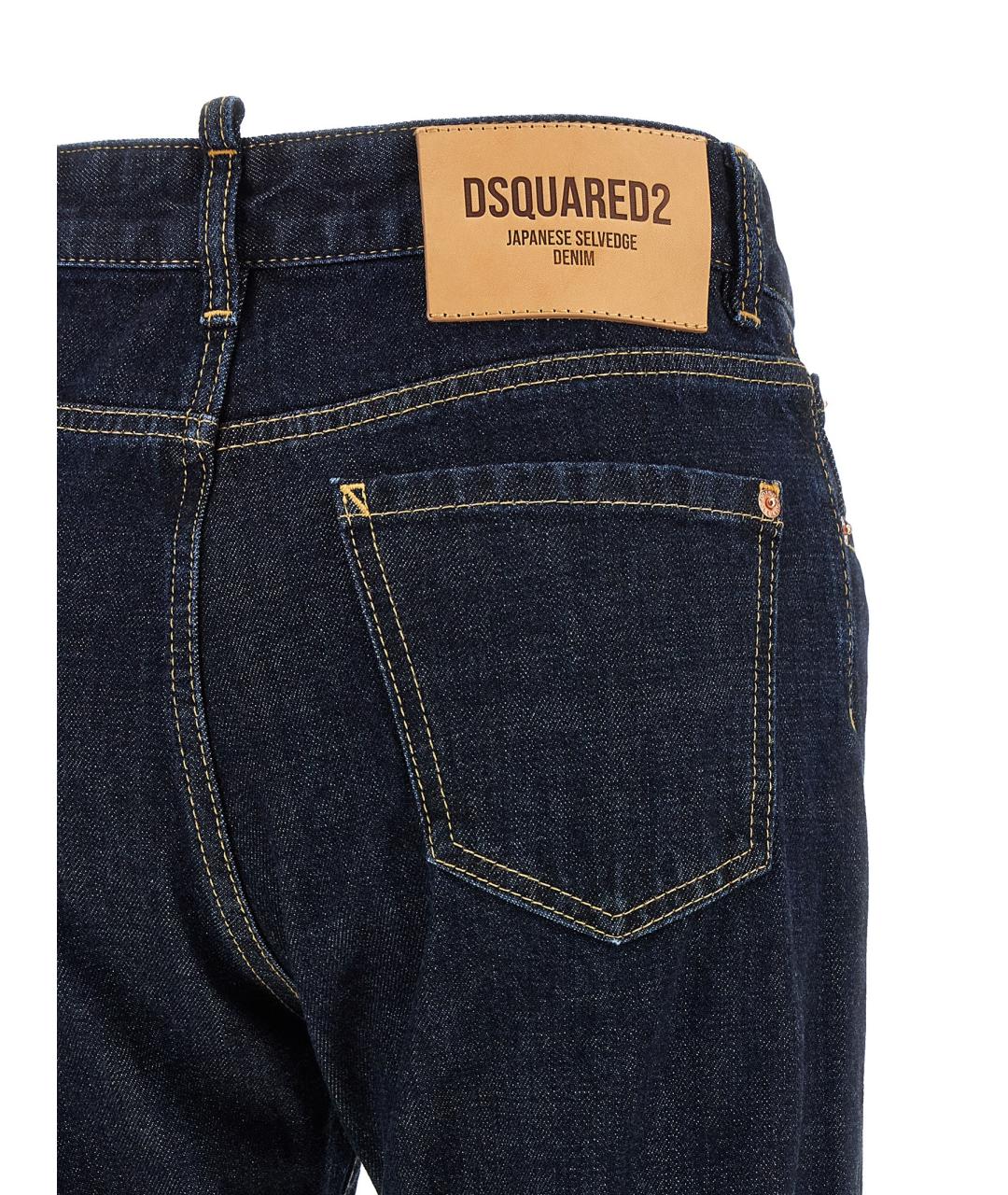 DSQUARED2 Темно-синие хлопковые прямые джинсы, фото 4