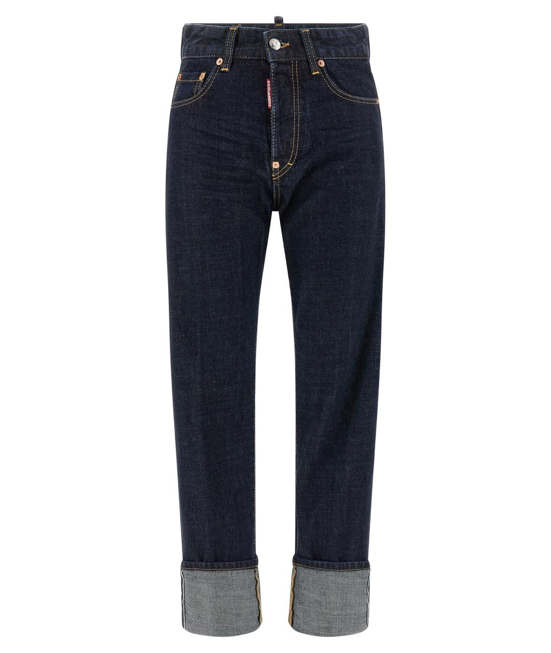 DSQUARED2 Темно-синие хлопковые прямые джинсы, фото 1