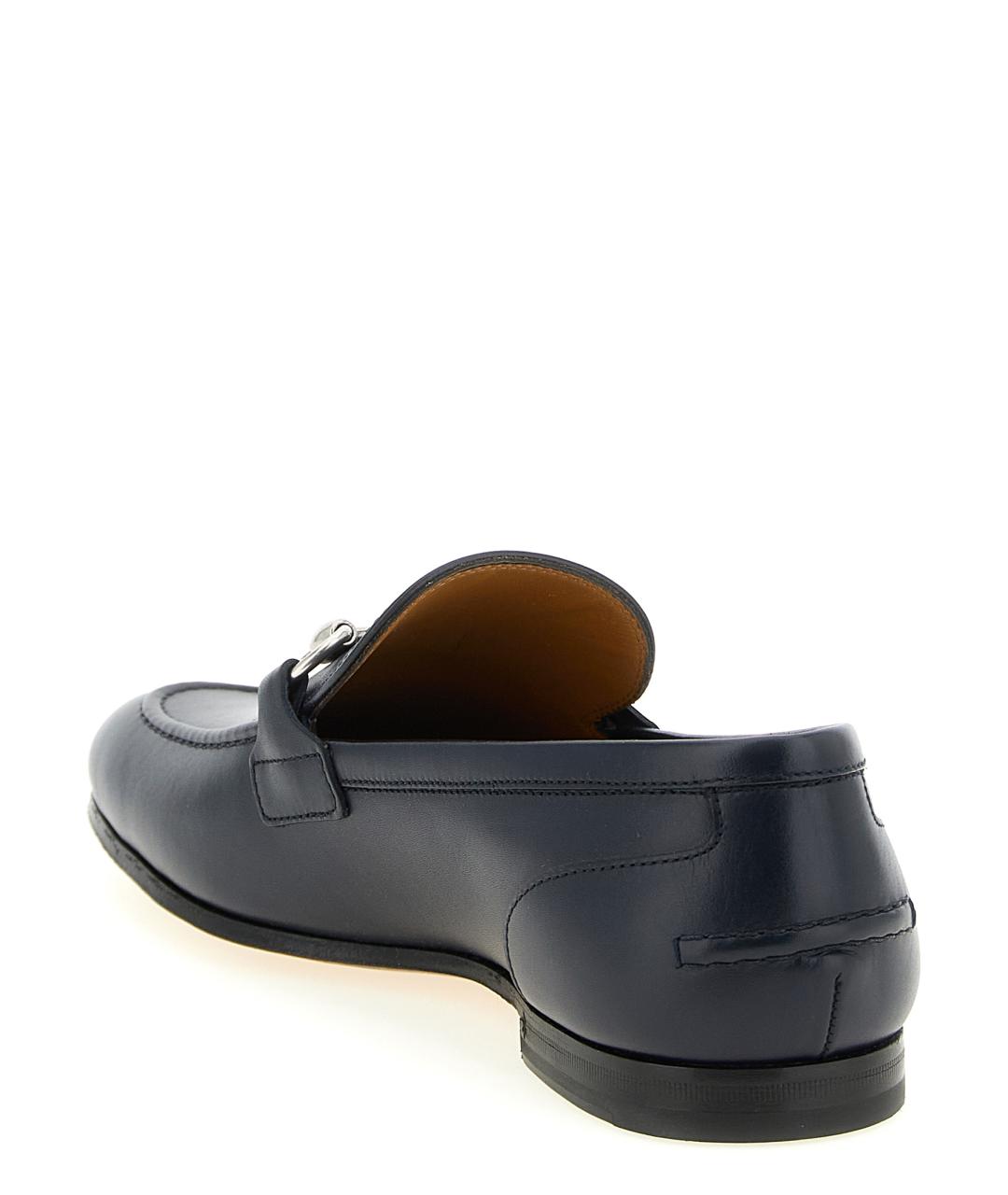 GUCCI Темно-синие кожаные лоферы, фото 3