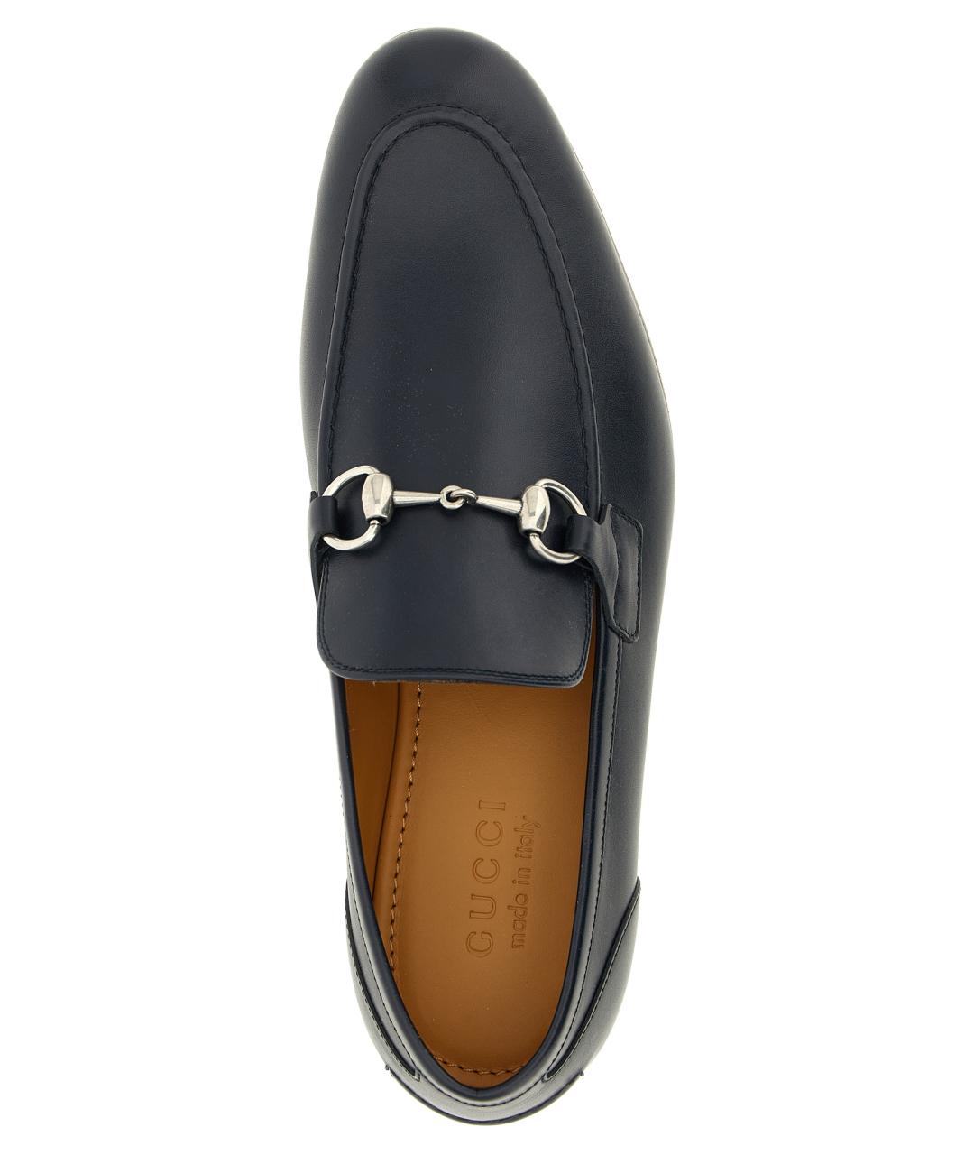 GUCCI Темно-синие кожаные лоферы, фото 4