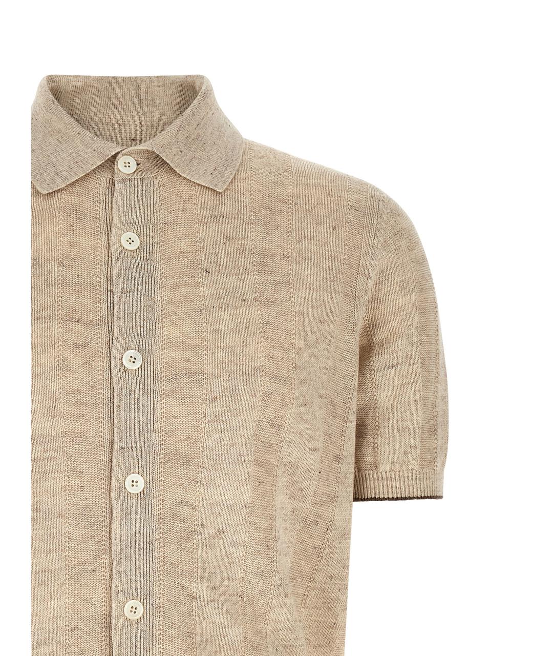 BRUNELLO CUCINELLI Бежевый льняной кардиган, фото 3