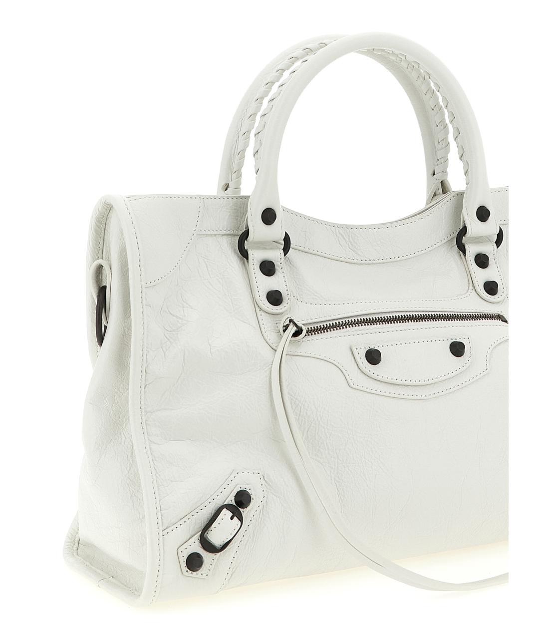 BALENCIAGA Белая кожаная сумка тоут, фото 3