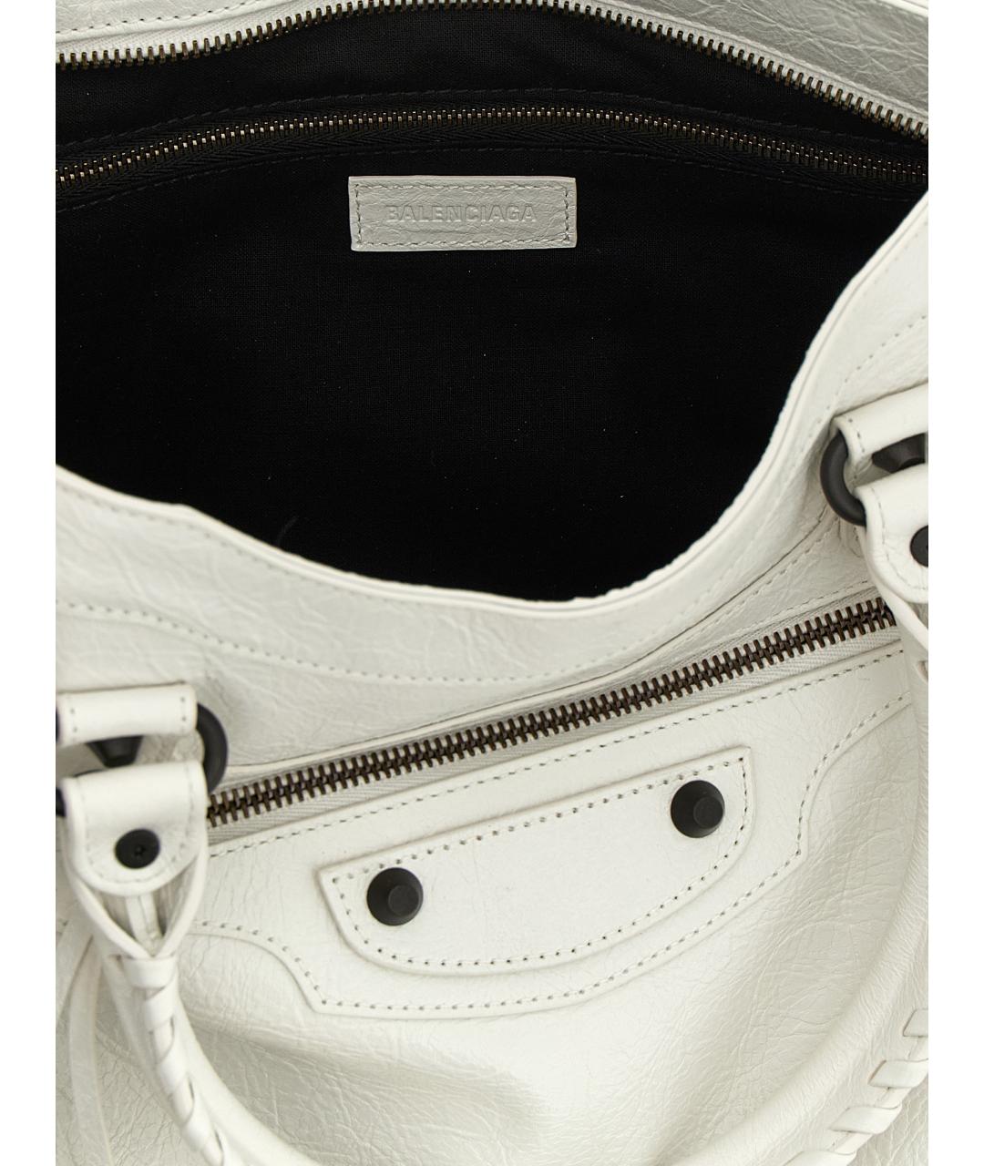 BALENCIAGA Белая кожаная сумка тоут, фото 4