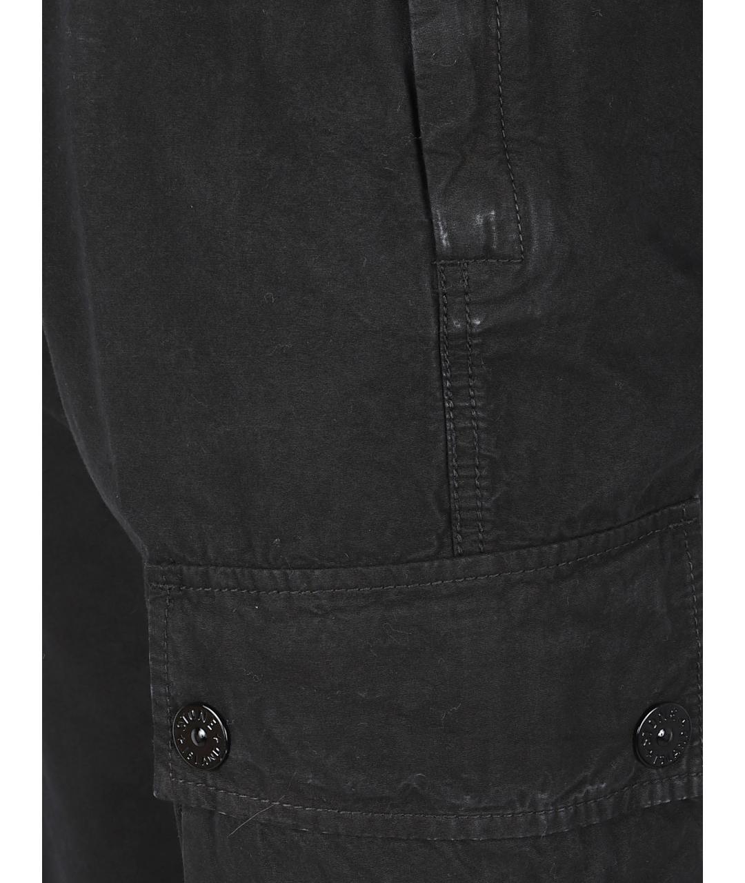 STONE ISLAND Черные хлопковые повседневные брюки, фото 2