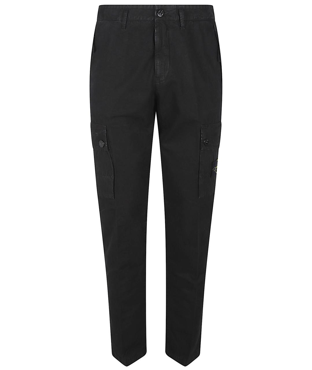 STONE ISLAND Черные хлопковые повседневные брюки, фото 1