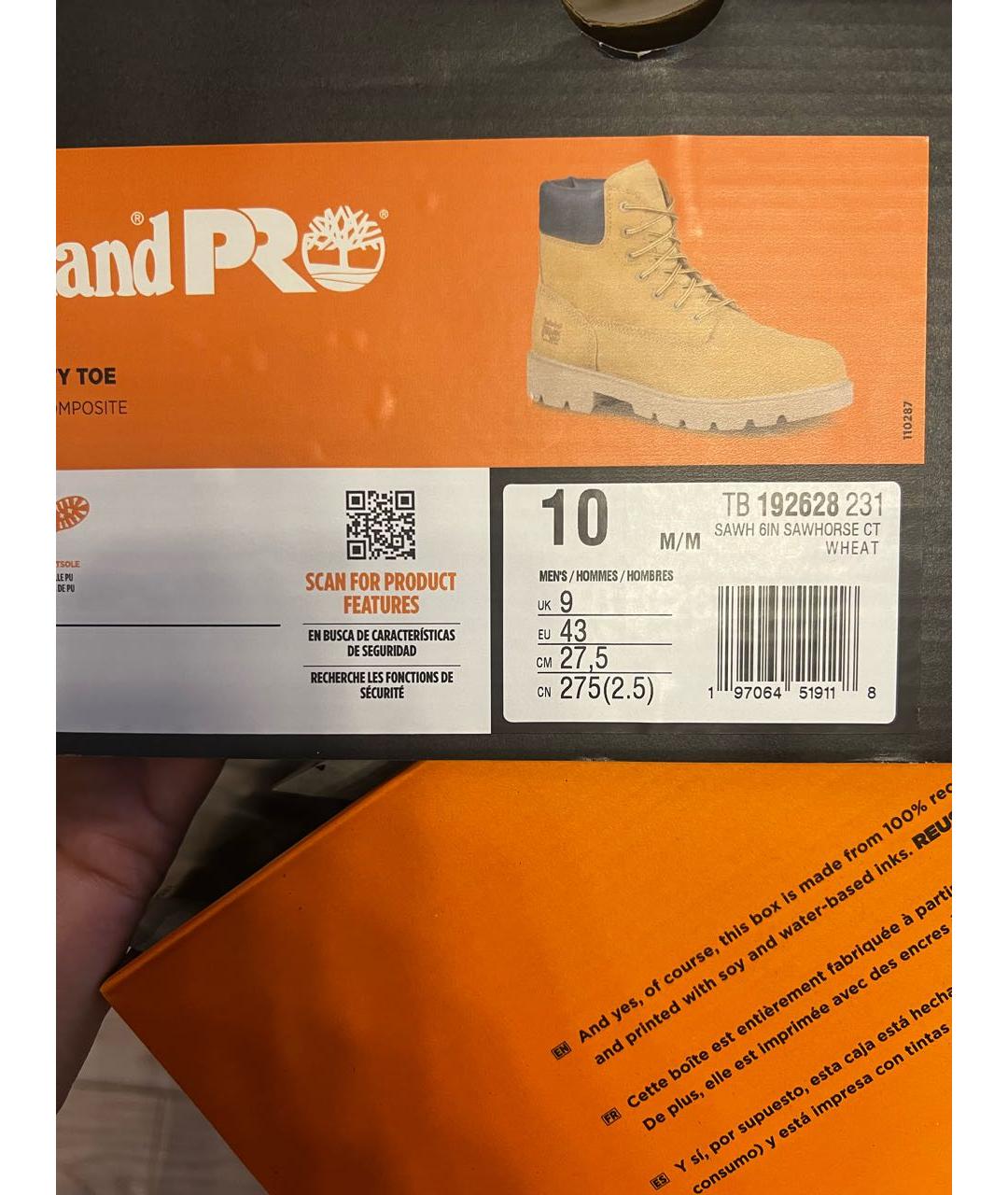 TIMBERLAND Оранжевое нубуковые высокие ботинки, фото 8