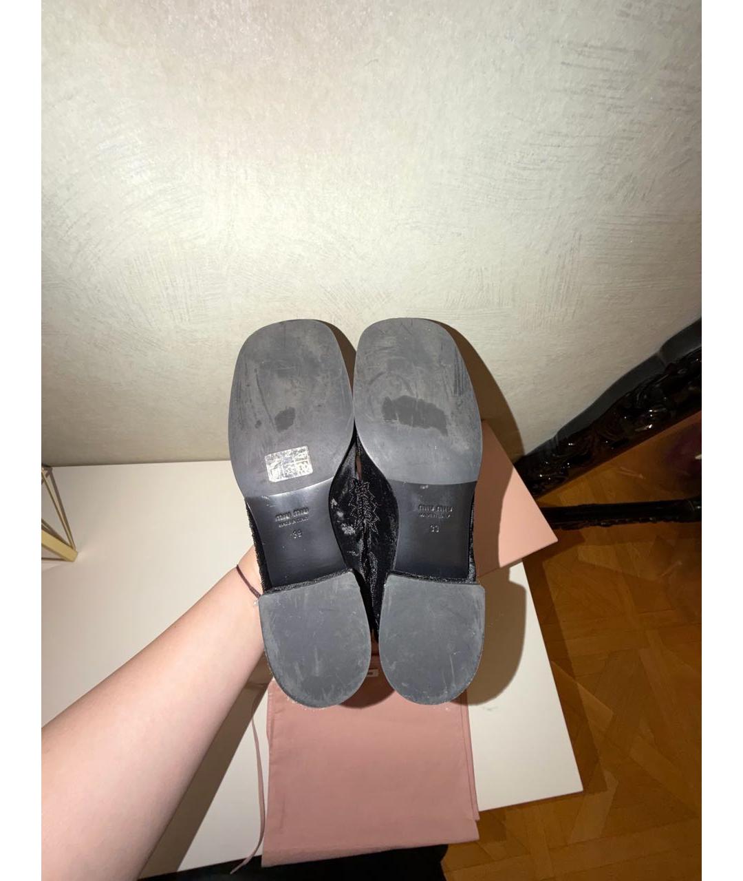 MIU MIU Черные бархатные лоферы, фото 5