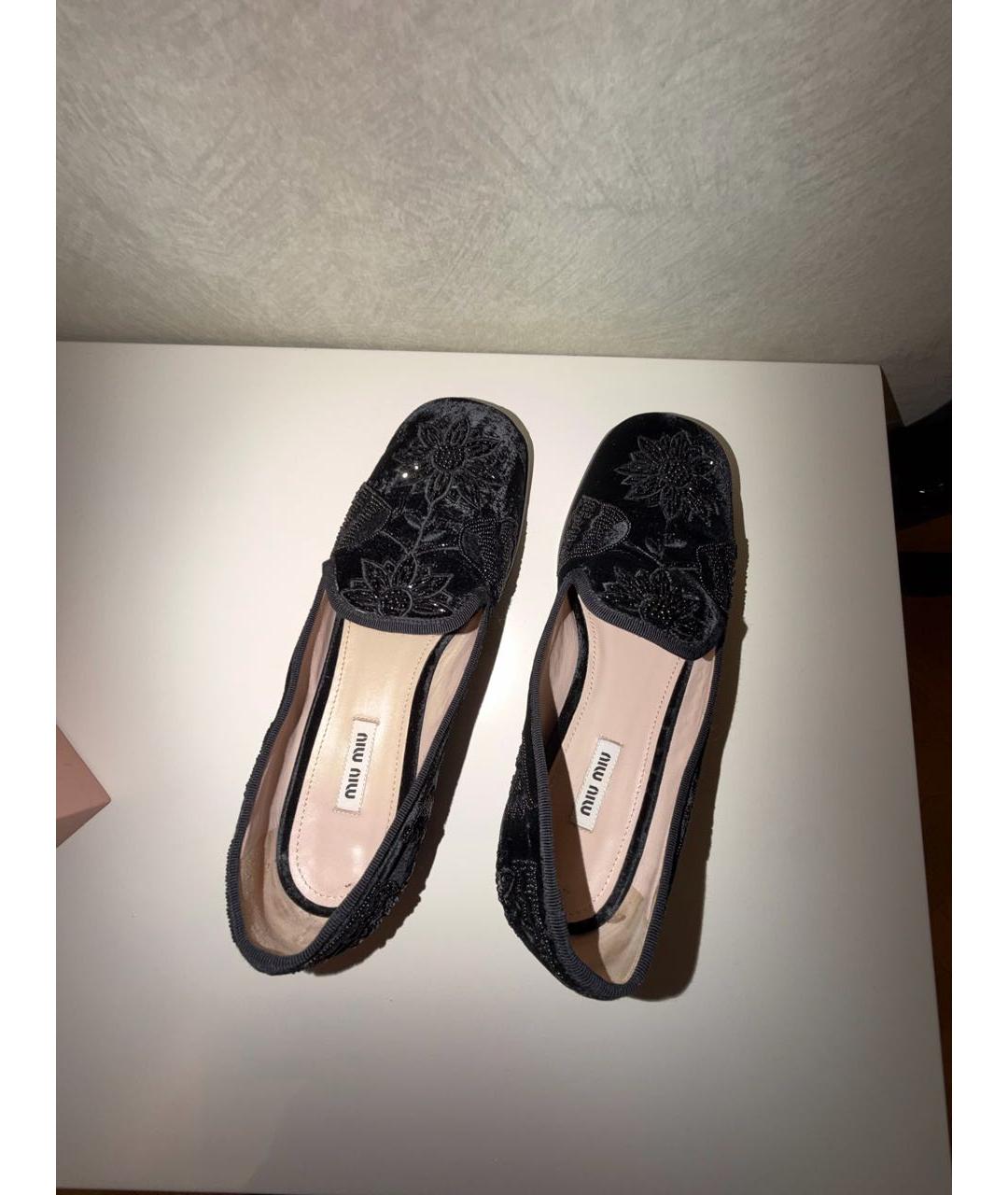 MIU MIU Черные бархатные лоферы, фото 3