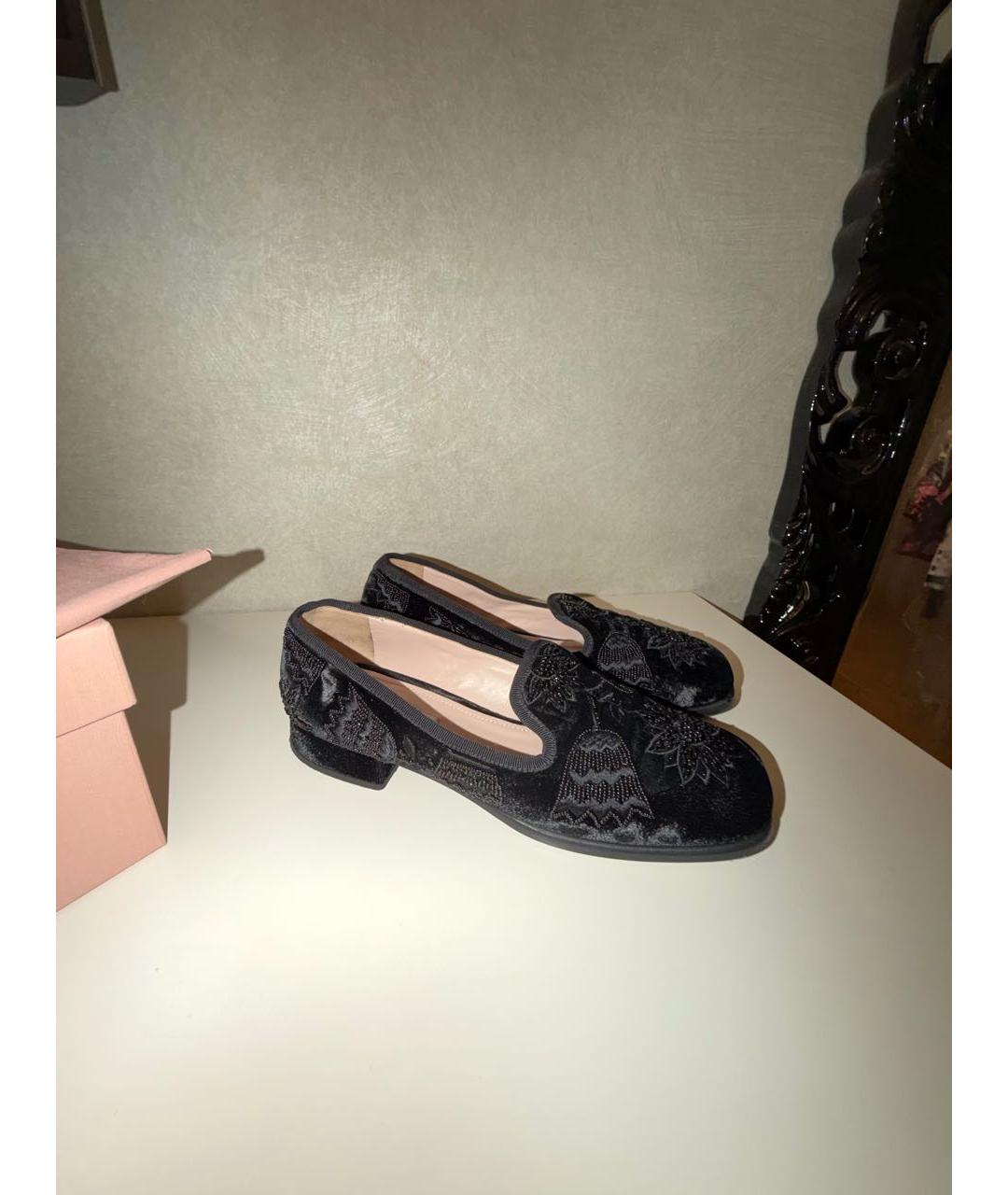 MIU MIU Черные бархатные лоферы, фото 6