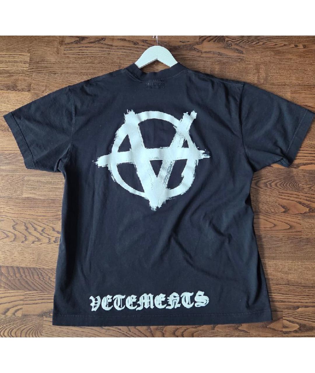 VETEMENTS Черная хлопковая футболка, фото 2