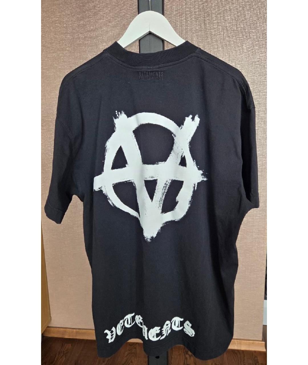 VETEMENTS Черная хлопковая футболка, фото 4