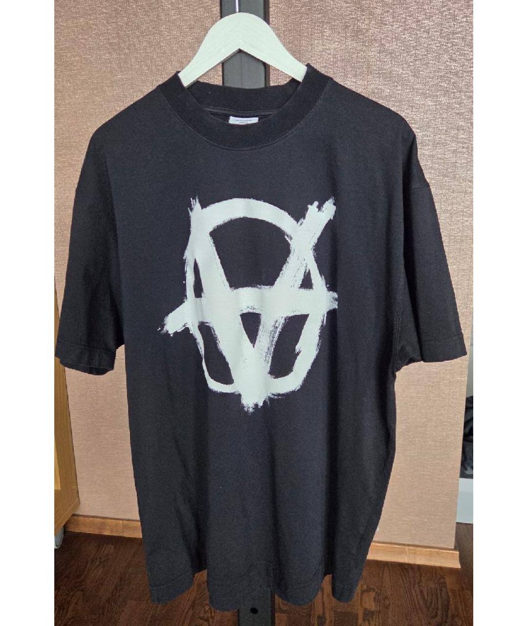 VETEMENTS Черная хлопковая футболка, фото 3