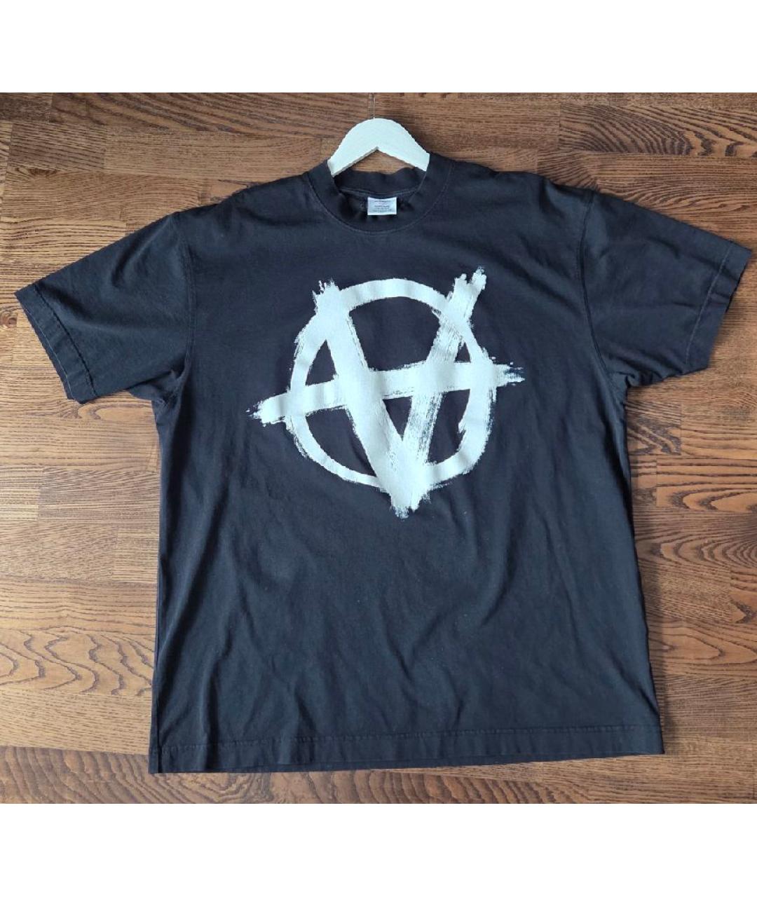 VETEMENTS Черная хлопковая футболка, фото 7