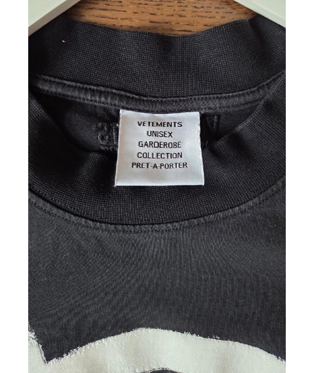 VETEMENTS Черная хлопковая футболка, фото 5