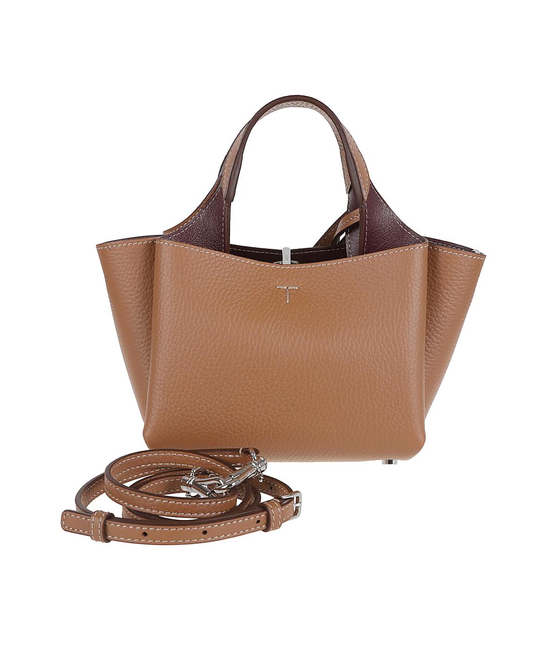 TOD'S Бежевая кожаная сумка тоут, фото 2