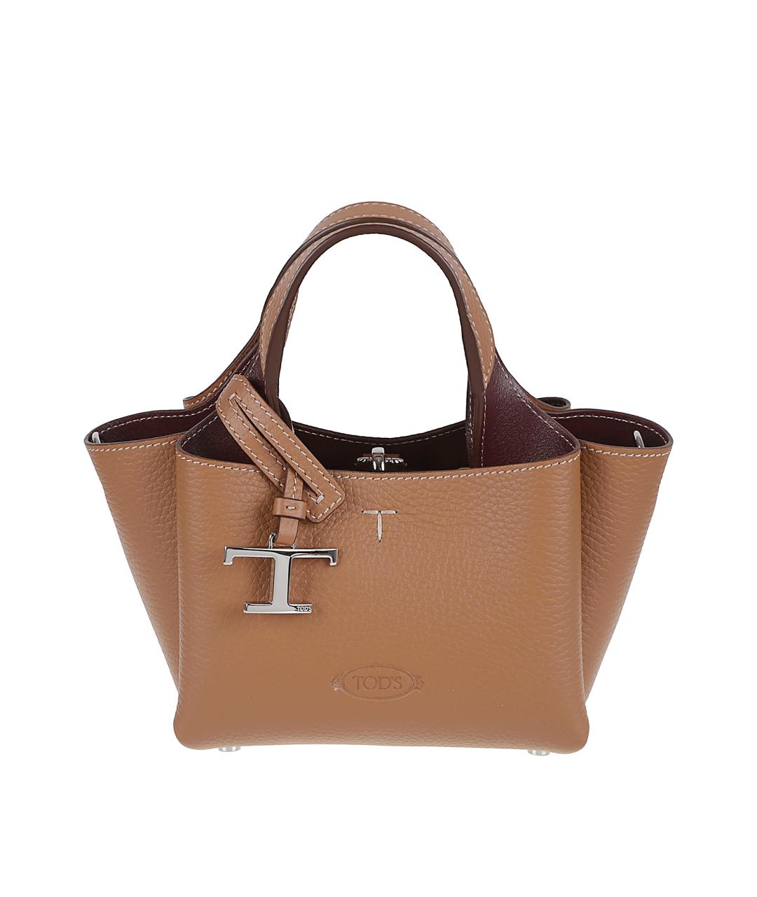 TOD'S Бежевая кожаная сумка тоут, фото 1