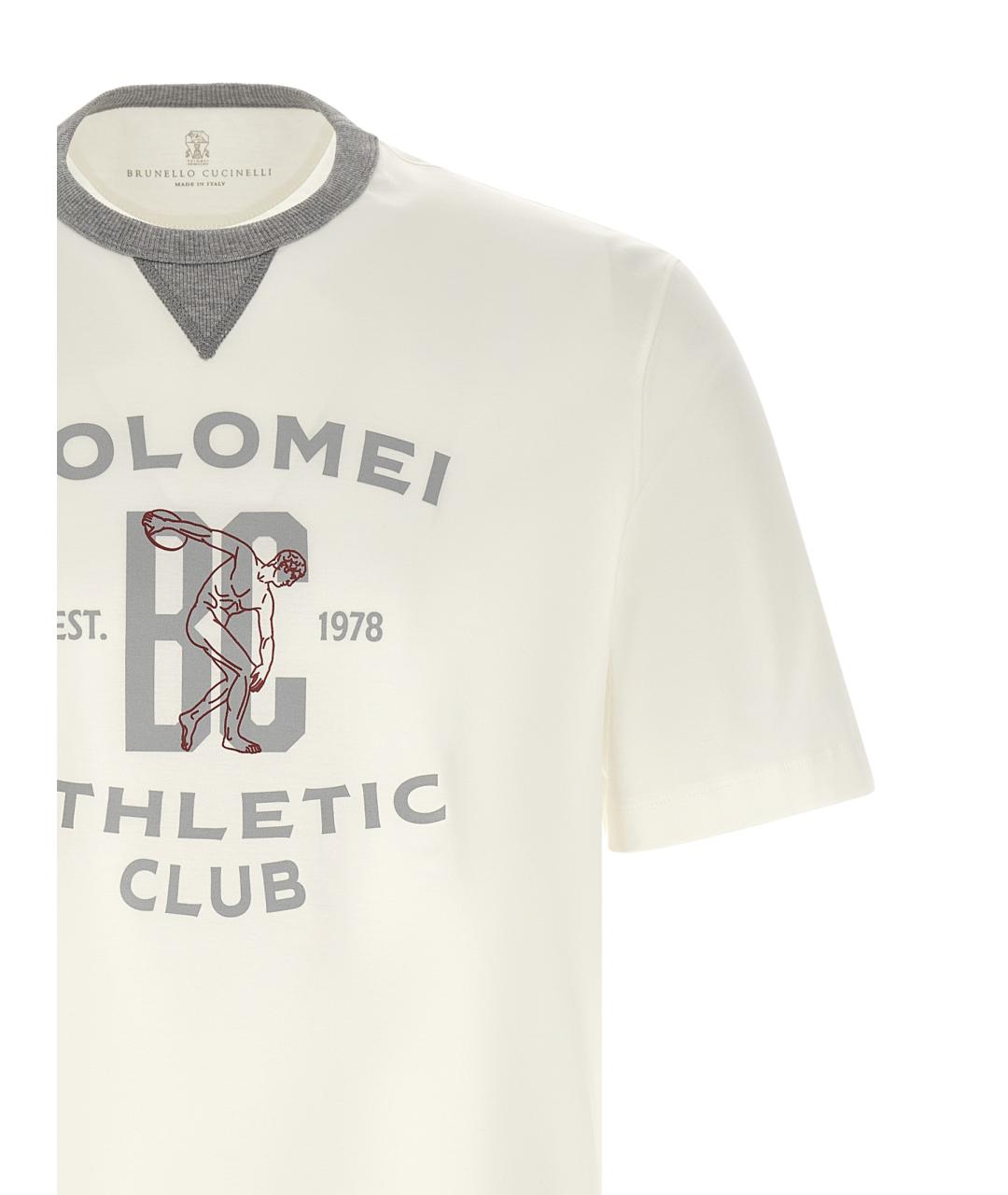 BRUNELLO CUCINELLI Белая хлопковая футболка, фото 3