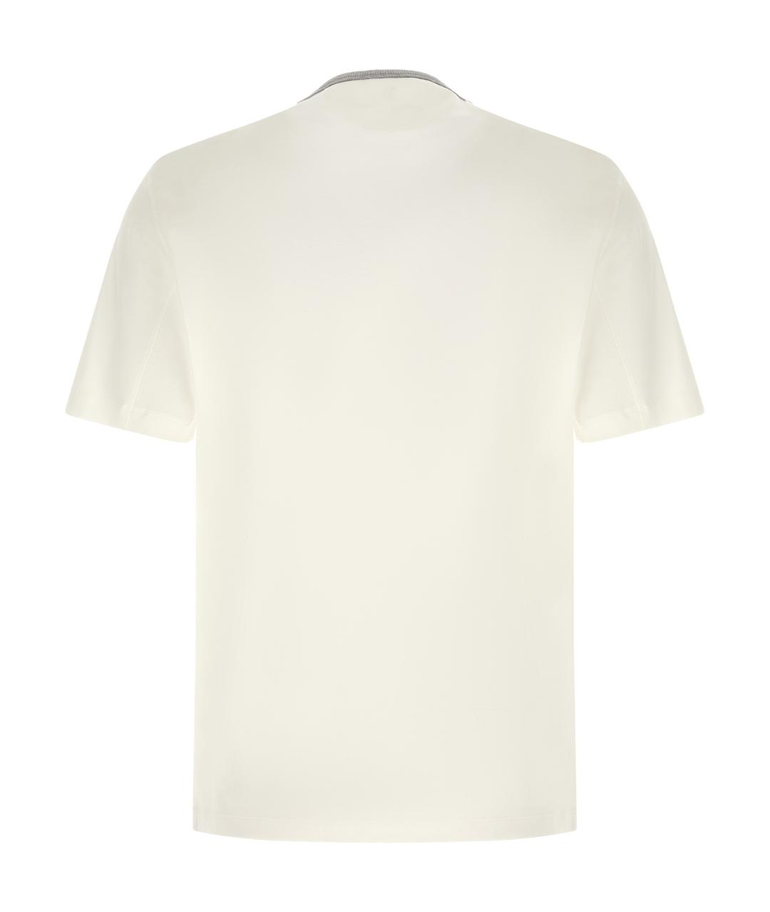 BRUNELLO CUCINELLI Белая хлопковая футболка, фото 2