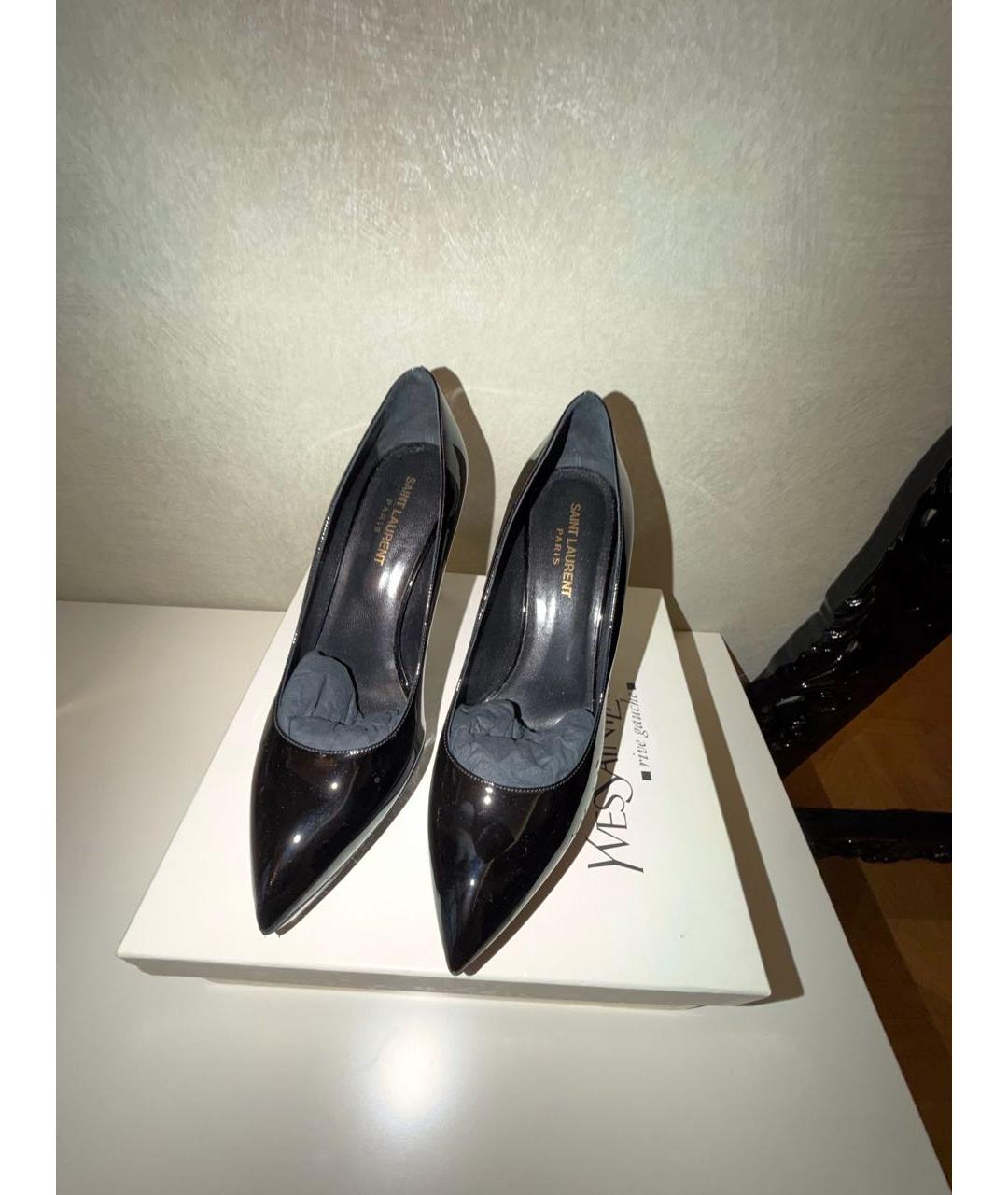 SAINT LAURENT Черные туфли из лакированной кожи, фото 2