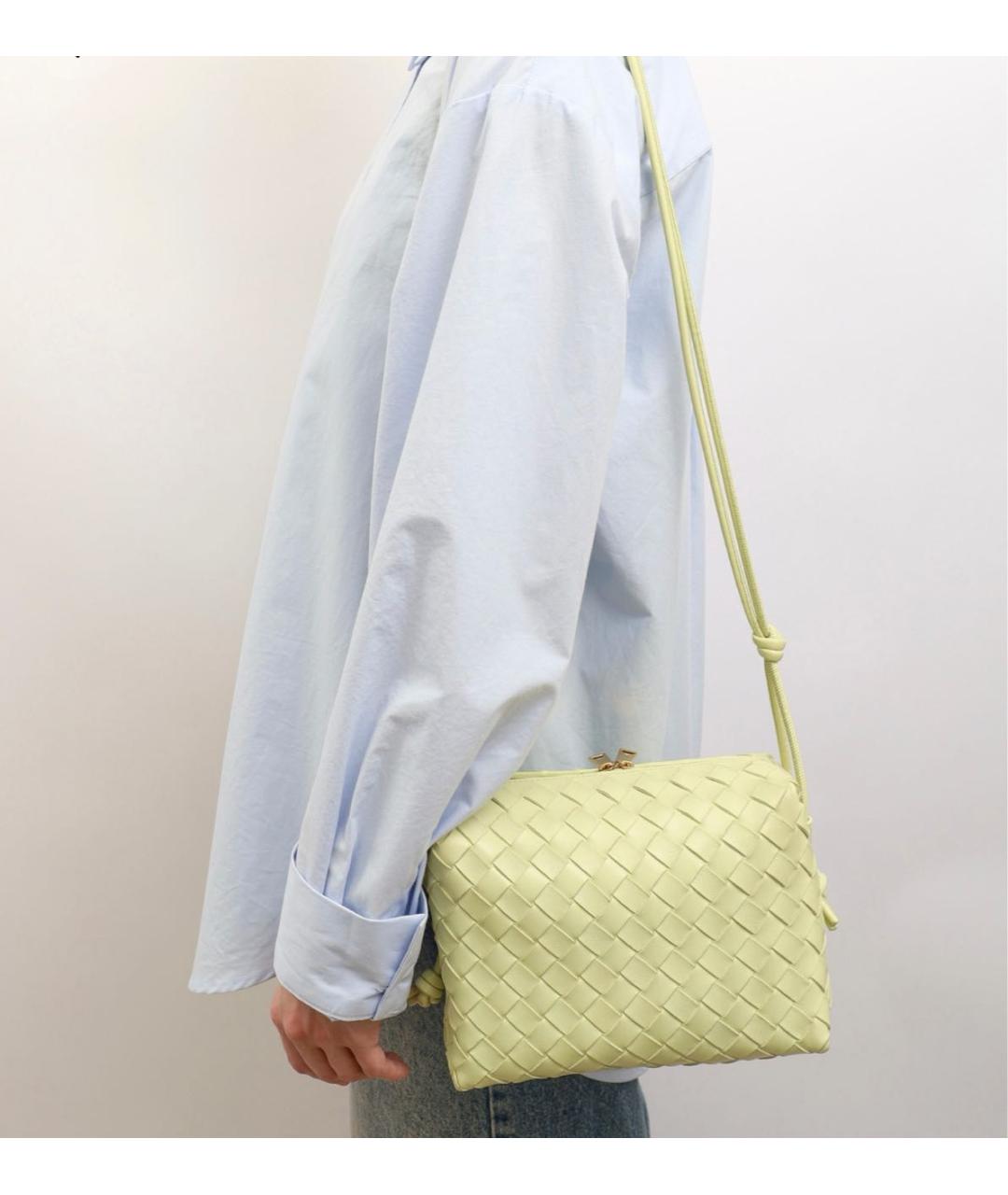 BOTTEGA VENETA Салатовая кожаная сумка через плечо, фото 8