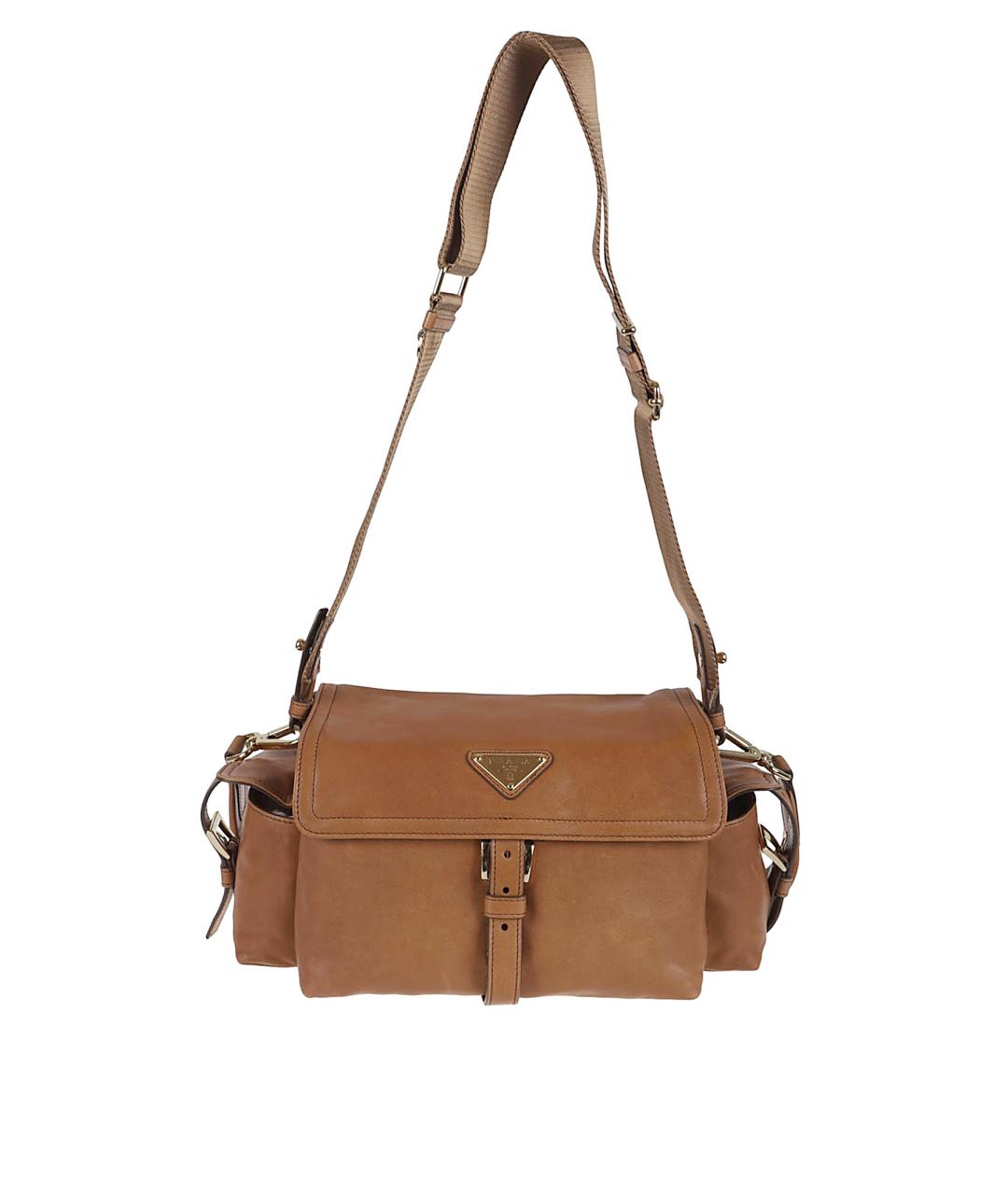 PRADA Бежевая кожаная сумка через плечо, фото 1