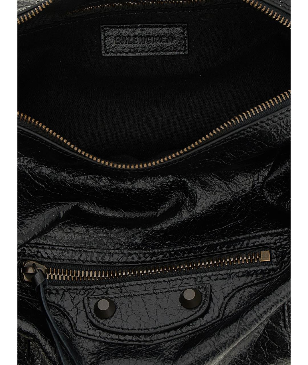 BALENCIAGA Черная кожаная сумка через плечо, фото 4