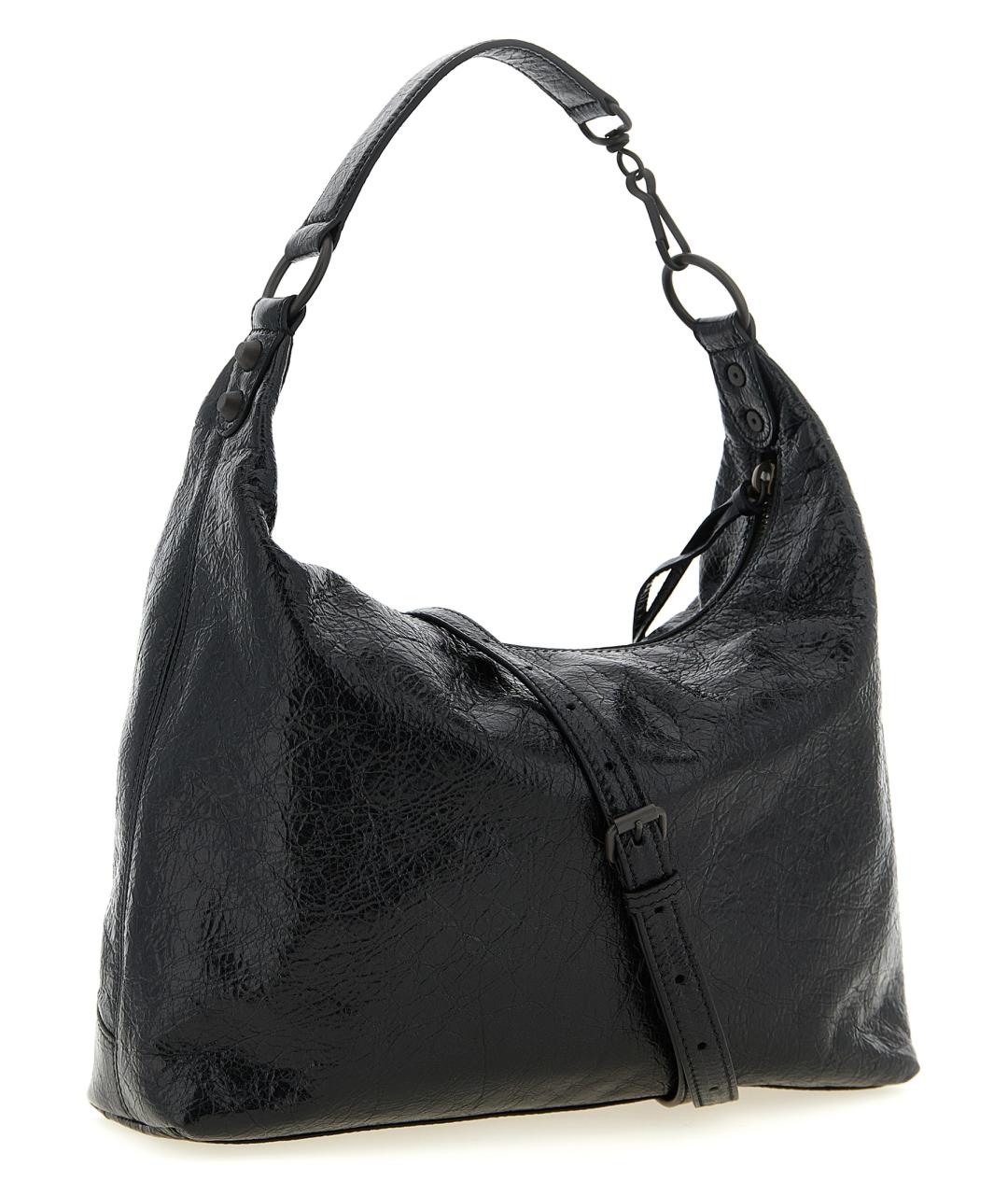 BALENCIAGA Черная кожаная сумка через плечо, фото 2