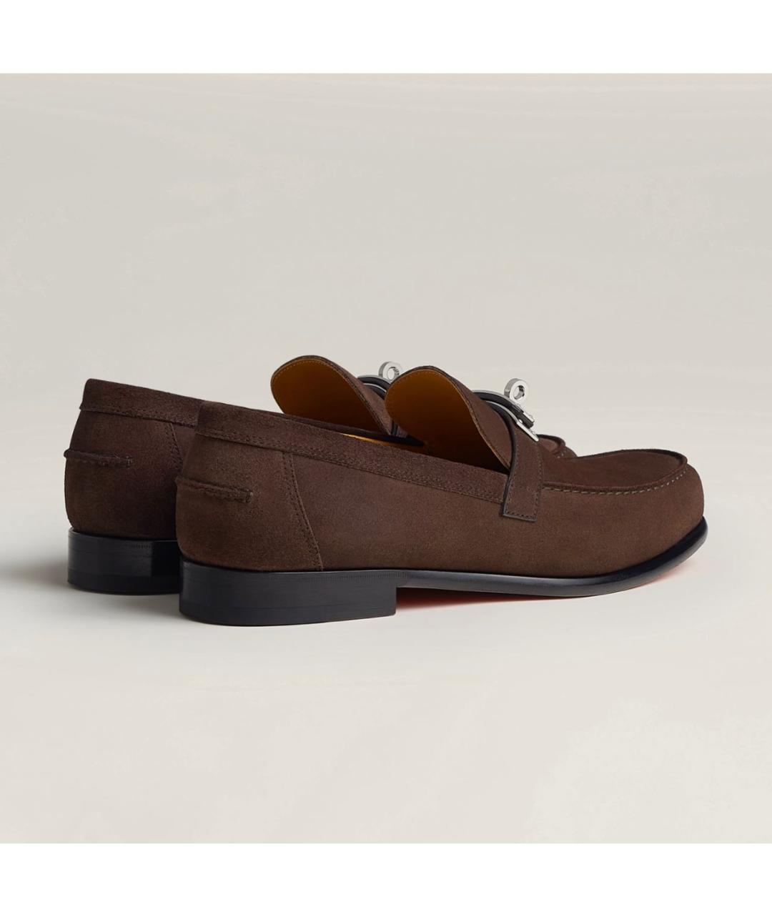 HERMES Коричневые замшевые лоферы, фото 4