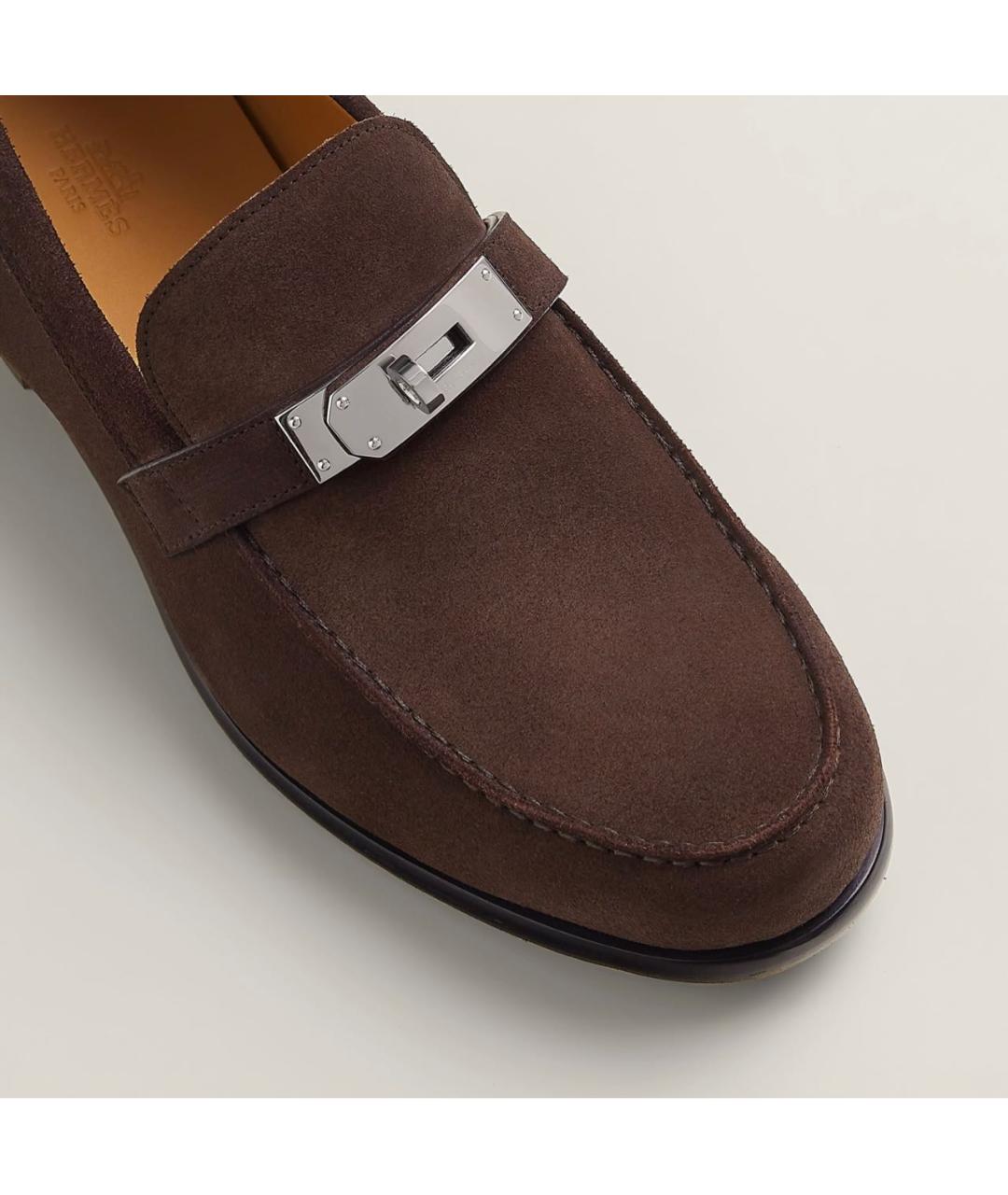 HERMES Коричневые замшевые лоферы, фото 3