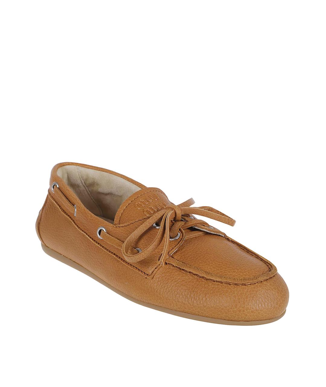 MIU MIU Бежевые бархатные лоферы, фото 2