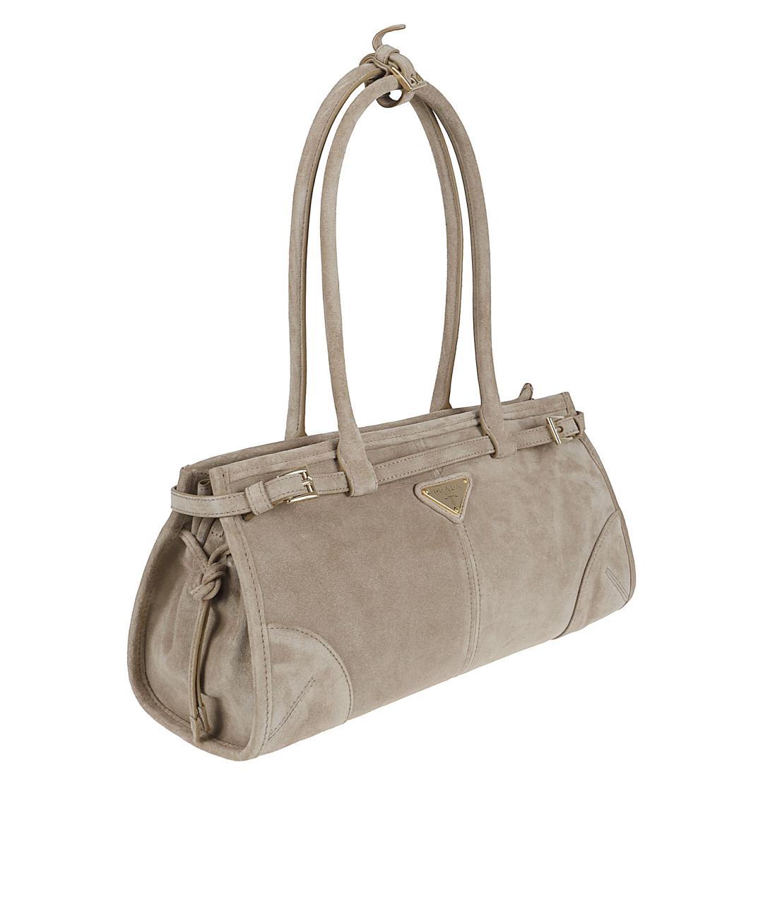 PRADA Бежевая замшевая сумка через плечо, фото 3