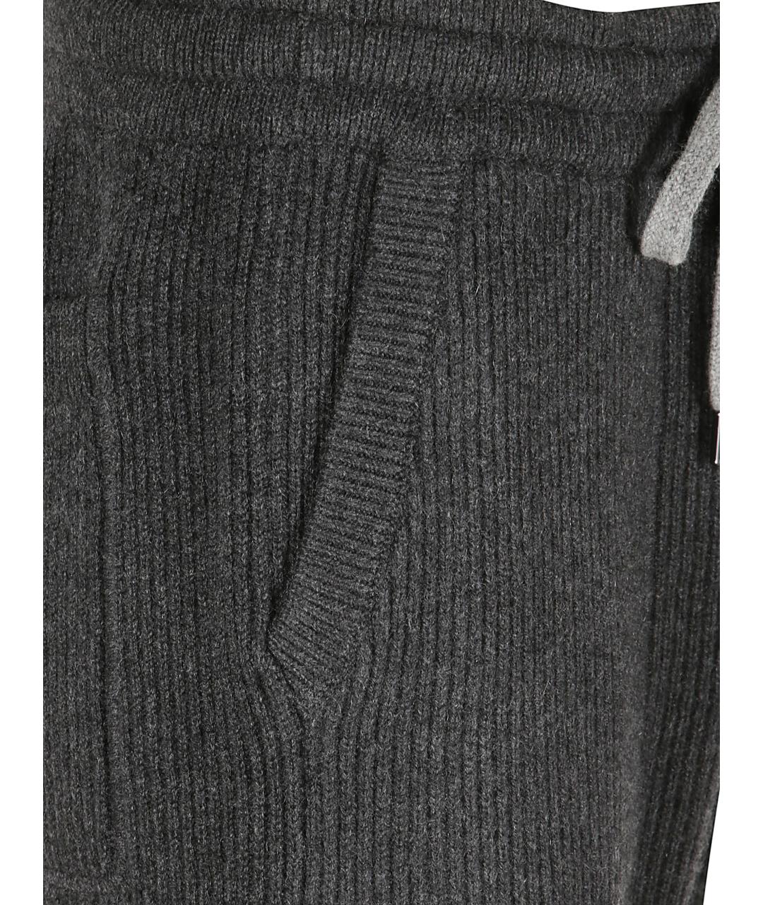 BRUNELLO CUCINELLI Серые кашемировые повседневные брюки, фото 2